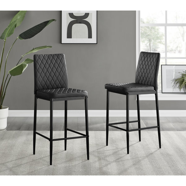 Grey quilted bar deals stools